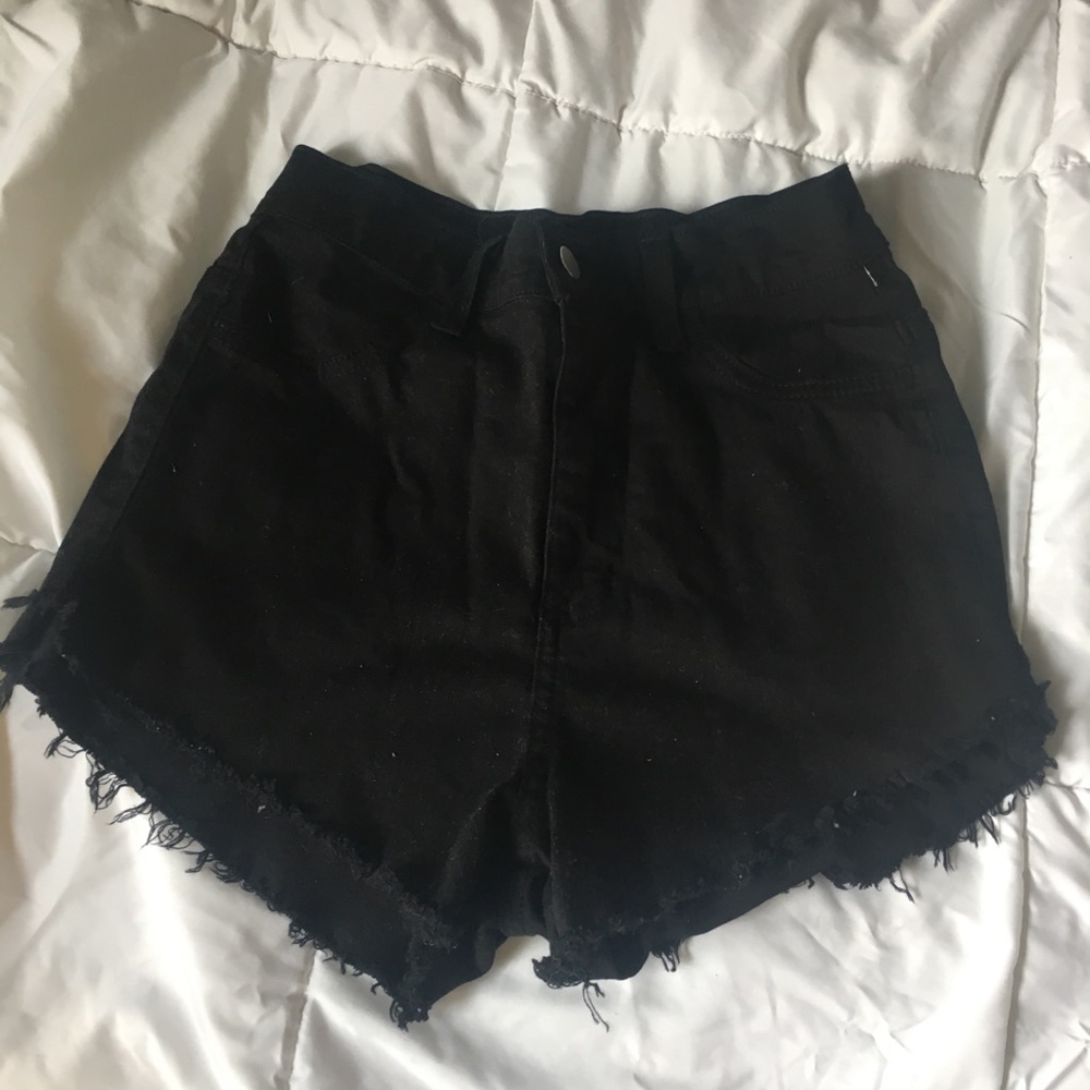 Black high rise  jean shorts